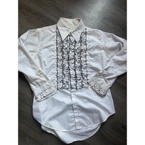 VTG After Six Mens‎ Tuxedo Shirt Size 16/33 Long Sleeve Ruffles Formal Wedding